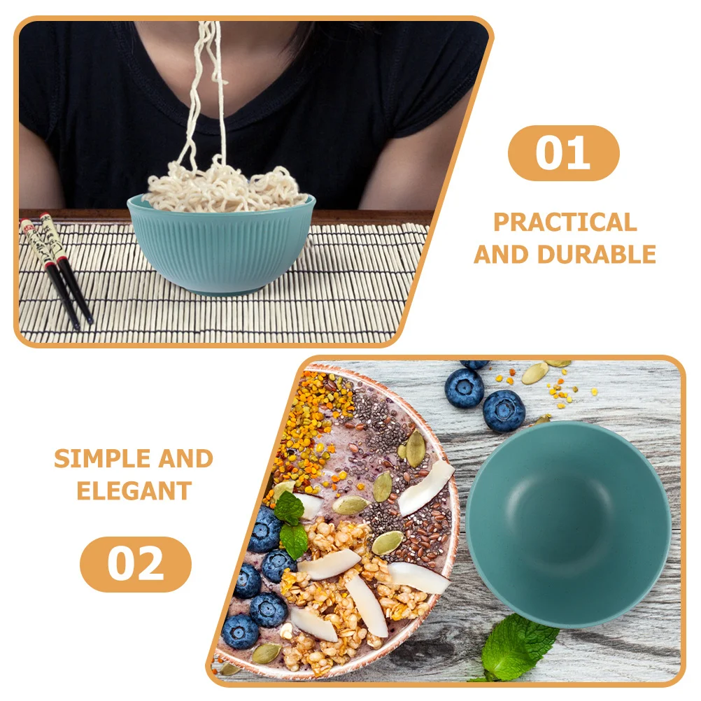 

4pcs Wheat Straw Bowl Set Large Soup Noodles Cereal Salad Rice Bowl Reusable For Home Restaurant Outdoor Breakfast Kitchen