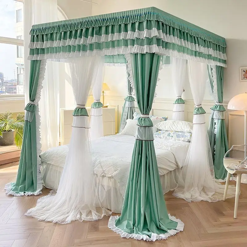 Luxury Double-layer Mosquito Net For Bed Full Shading Dustproof Princess Style Household Bed Curtain No Bracket Bedroom Decorat