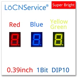 LoCNService 30PCS 0.39Inch Digital Tube LED Display 1 Bit Red Yellow Green Blue Common Anode / Cathode 7 Segment 0.39 inch