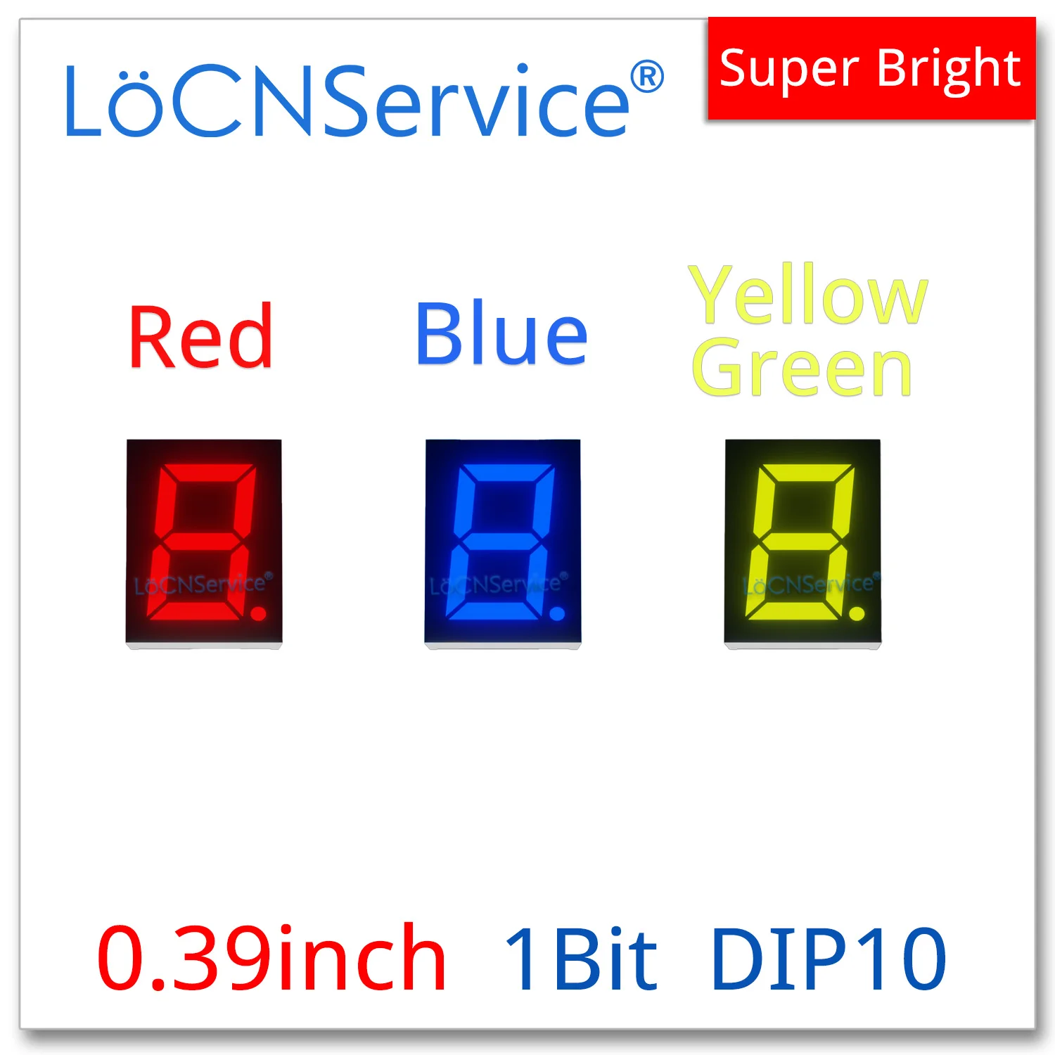 LoCNService 30PCS 0.39Inch Digital Tube LED Display 1 Bit Red Yellow Green Blue Common Anode / Cathode 7 Segment 0.39 inch