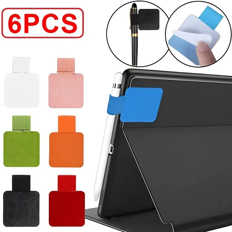 Funda protectora con Clip para bolígrafo adhesivo, cubierta de bucle elástico de cuero PU para agenda, Clip para Apple iPhone, portalápices