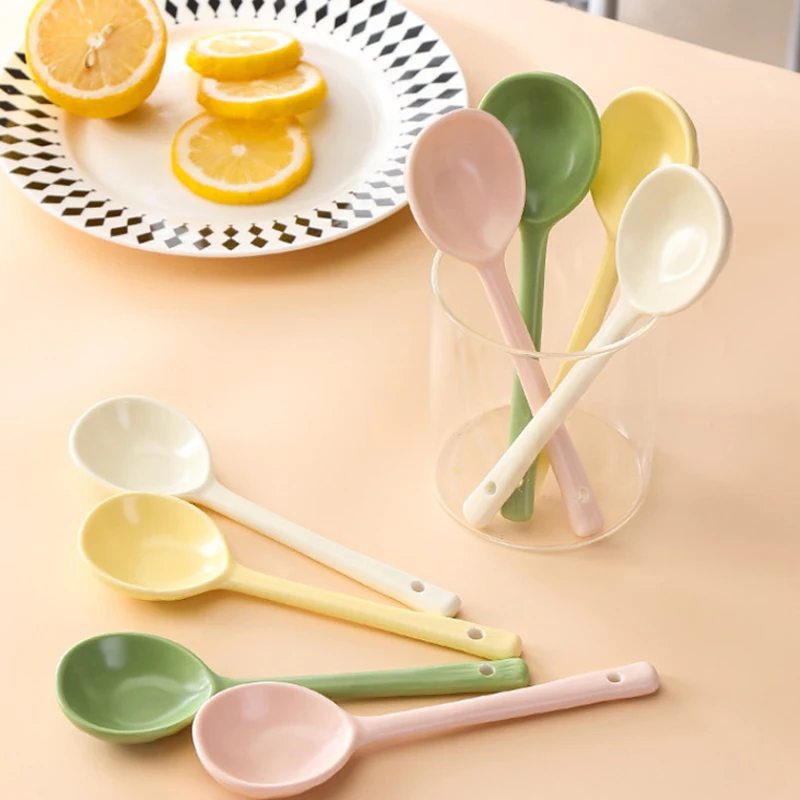 Cream-style Household Ceramic Long-handled Spoon Kitchen Tableware Decoration