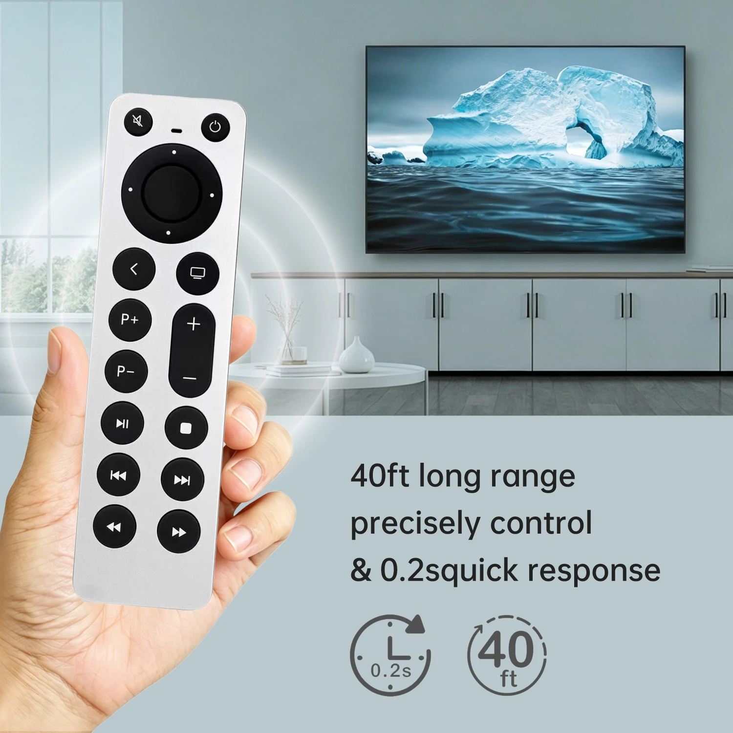 Replacement Remote for Apple TV 4K/HD Gen 1-4 A2169 A1842 A1625 A1427 A1469 A1378 A1218 - view 2
