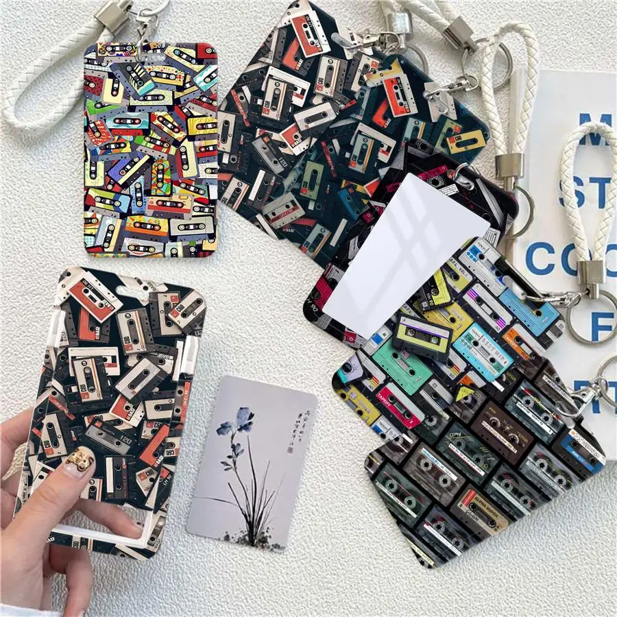 

Чехол-держатель для карт с узором Lucky Tape, 1 шт., выдвижной держатель для кредитных карт, держатель для детских проездных на автобус с ремешком, держатель для банковских ID-карт