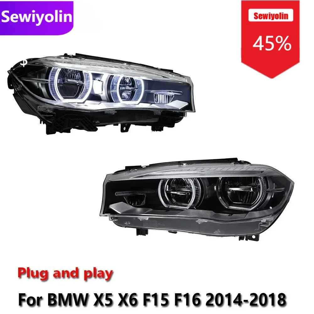 

Car DRL LED Headlight Light Assemblies For BMW X5 X6 F15 F16 2014-2018 Auto Fog DRL Brake Turn Signal Lamp Plug and Play