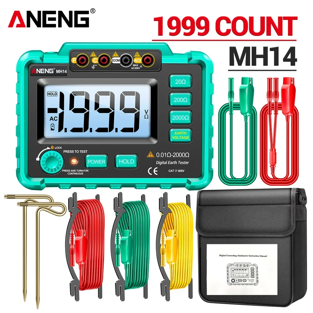 Aneng Mh14 Multímetro Digital Profissional Testador de Resistência à Terra Ac200v Medidor de Tensão Megôhmetro Voltímetro Ohm Tester Ferramenta