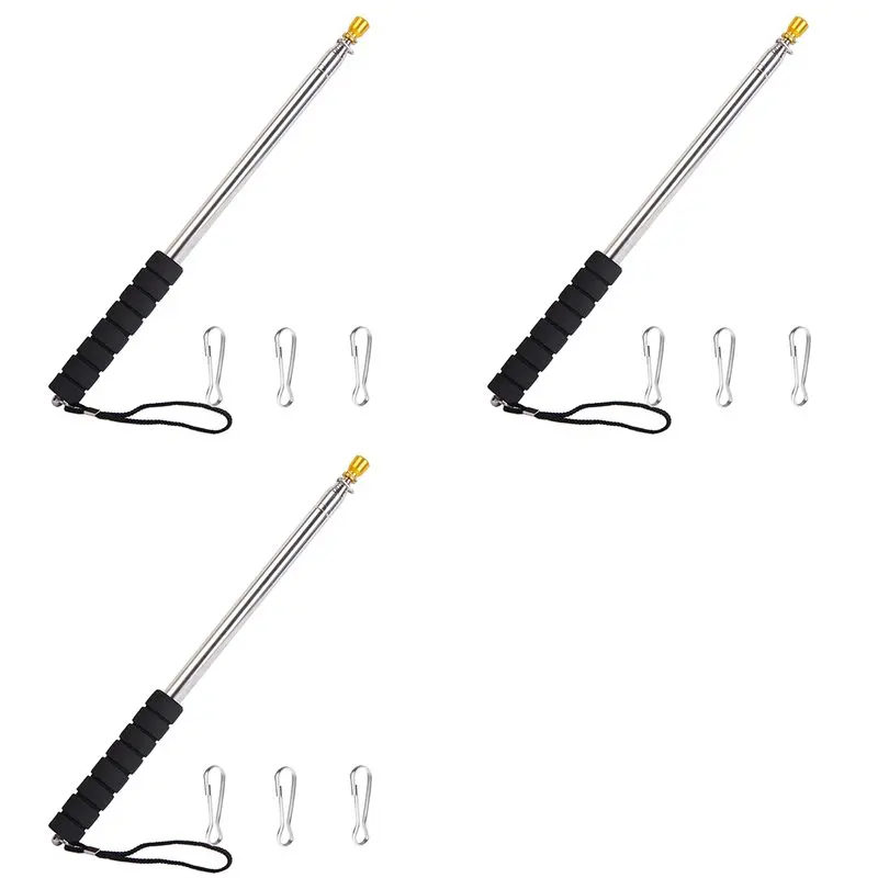 

【RECOMMEND】3Pcs 9.8Ft Telescopic Flag Pole,Stainless Steel Handheld Portable Extendable Retractable Flagpole With Anti-Slip Grip