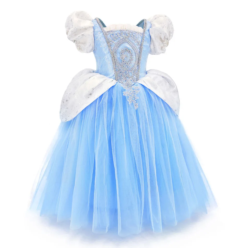 Mädchen Cinderella Prinzessinnenkleid Puffärmel Stickerei Pailletten Tüll Ballkleid Halloween Cosplay Geburtstagsfeier Karnevalskostüm – Detail 3
