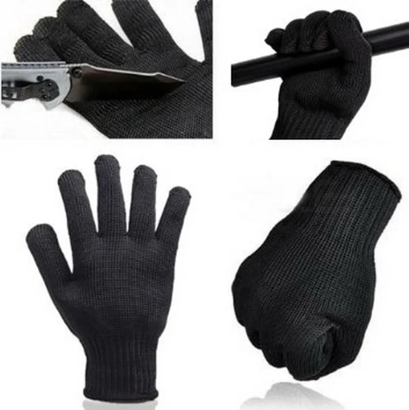 Black Level 5 Anti Cut Gloves Steel Wire Metal Mesh Safety Protection Gloves Kitchen Butcher Working Gloves Cut Fish Meat Garden