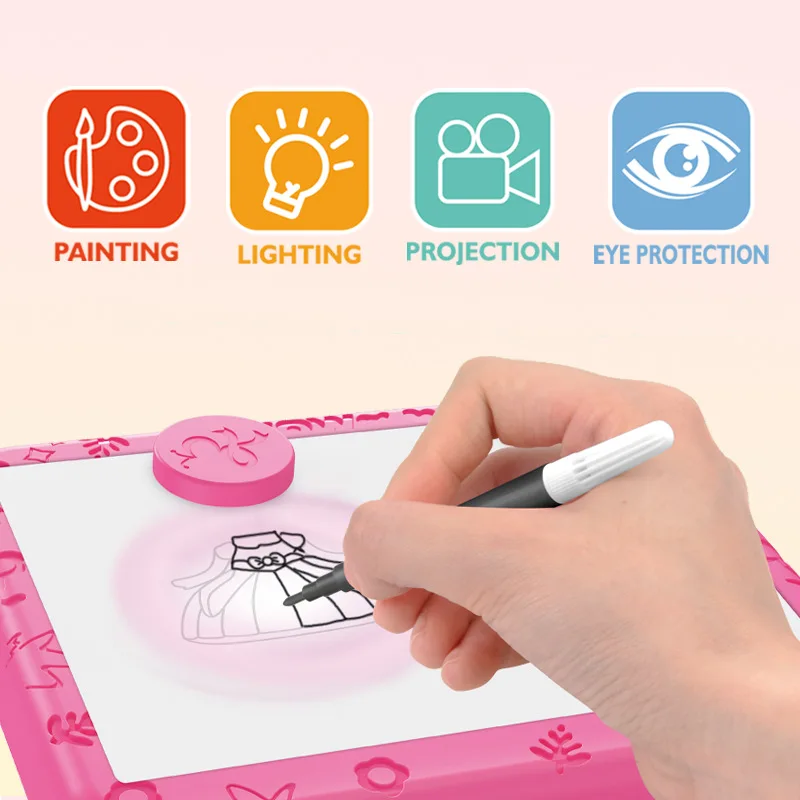 Zabawki dla dzieci Oświetlenie Ręcznie malowana tablica do rysowania Kolorowy pędzel Projekcja Malowanie Tablica do pisania Wzory Tablica do rysowania Zabawki