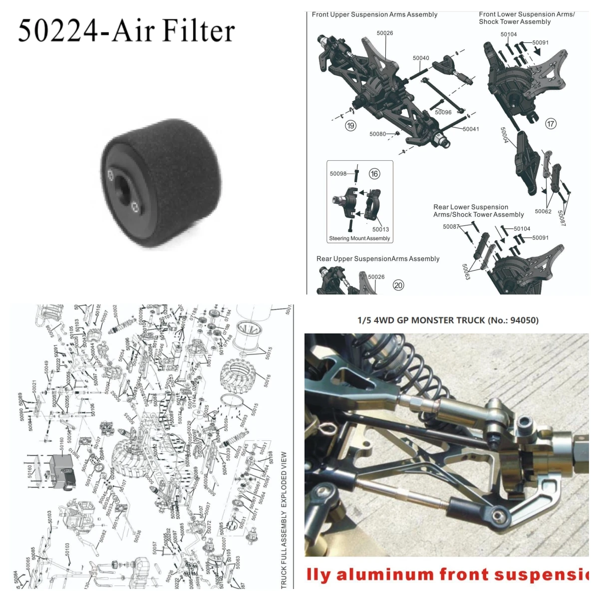 

HSP Original ACCESSORIES 50224-Air Filter FOR 1/5 TRUCK 94050