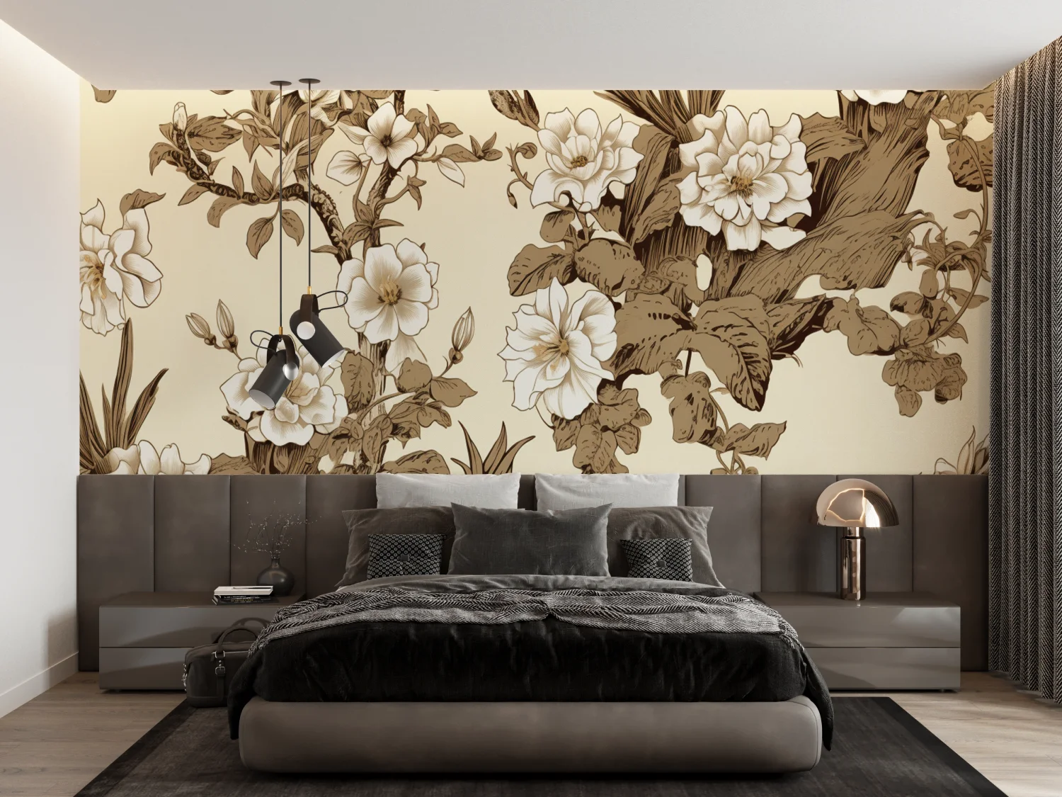 Customized mural French retro jungle flowers, caramel colored decorative paintings living room bedroom floral wallpaper 3d mural