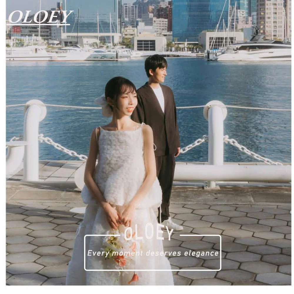 OLOEY Modern Two-Layer A-Line Wedding Dress Photoshoot Spaghetti Straps Ankle Length Bridal Gown Customized Robe De Mariage