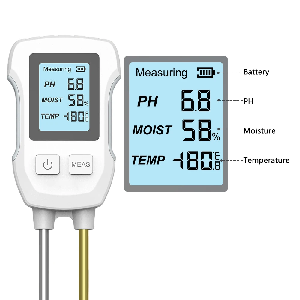 3 In 1 Soil PH Meter LCD Digital Display Soil PH Temperature Humidity Meter Household Bonsai Planting Tool