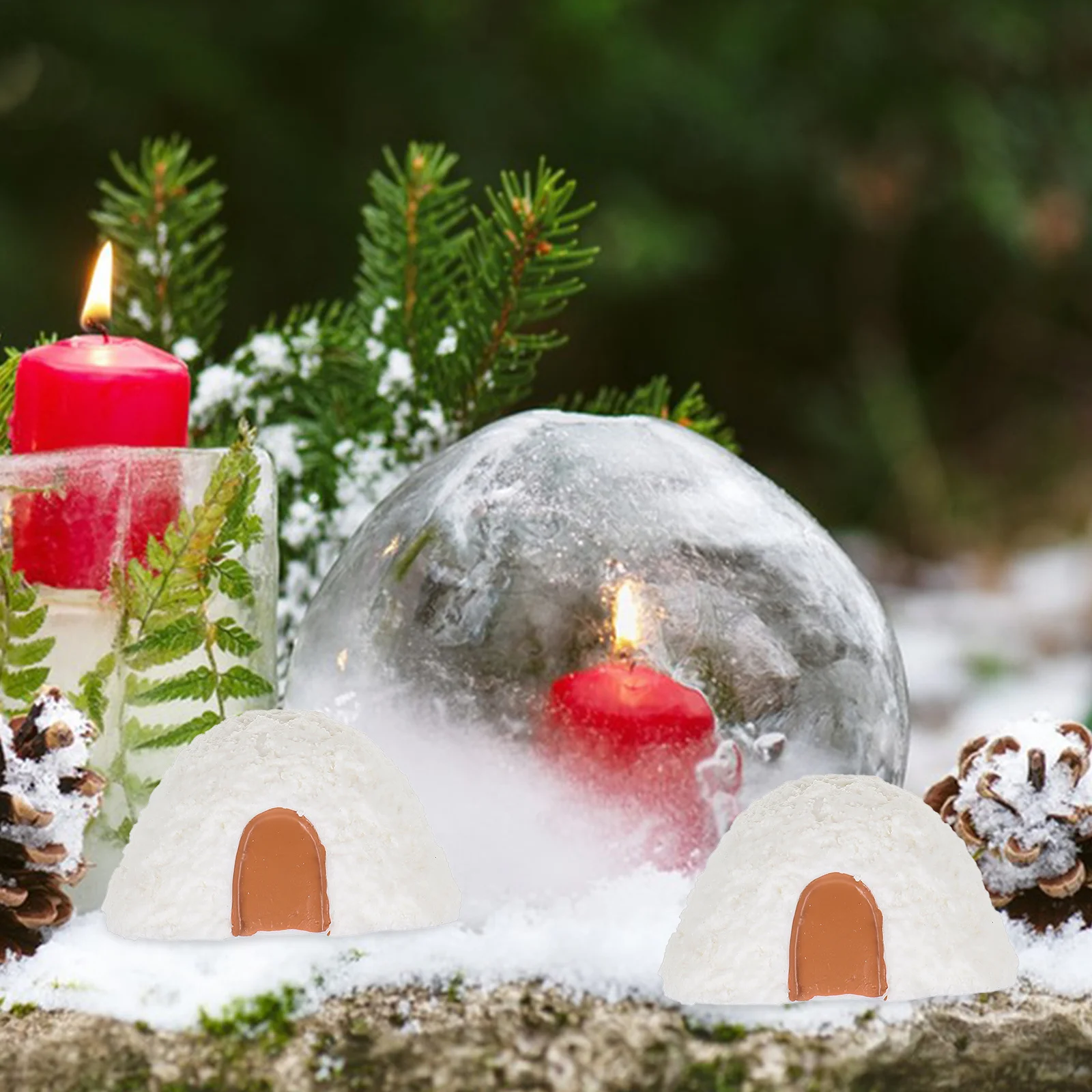 

4Pcs Mini Resin Snow House Ornaments Micro Landscape Bonsai Decoration Ice House Statue Resin Craft Garden Decor