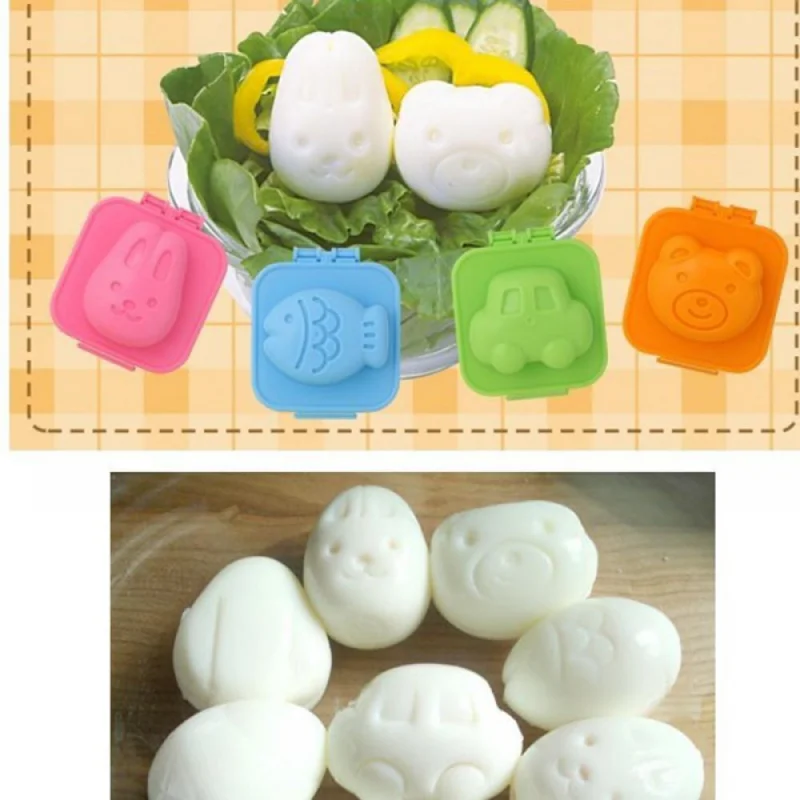 1/2Pcs Cartoon Cute Boiled Egg Mold Fish Cart Heart Egg Sushi Rice Mold 3D Egg Mold Bento Maker Cutter Decorating Egg Tool