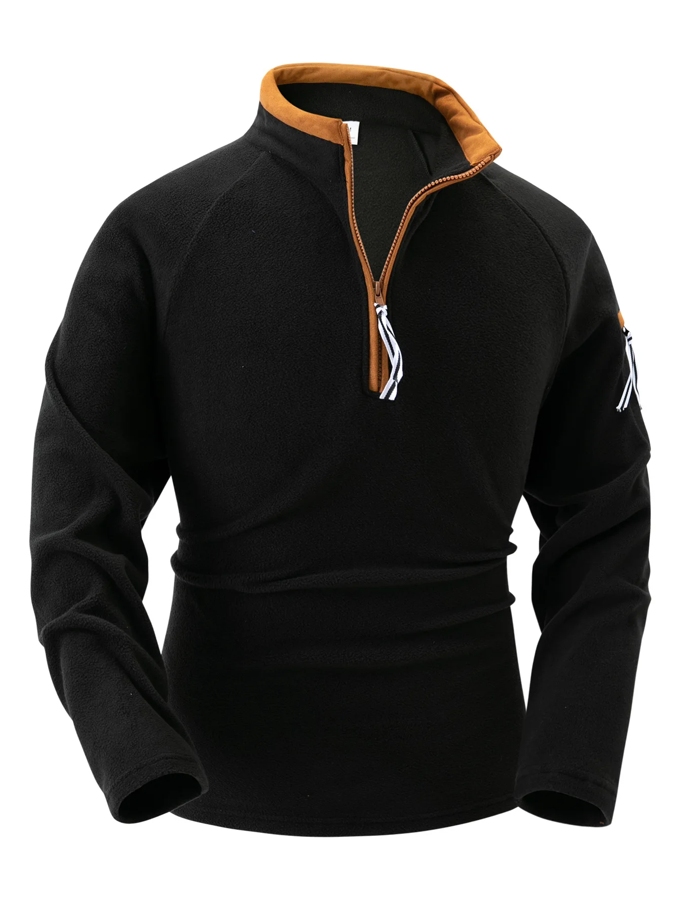 2025 nieuwe heren winter hoodie met lange mouwen effen kleur top rits revers dikke sportmode top