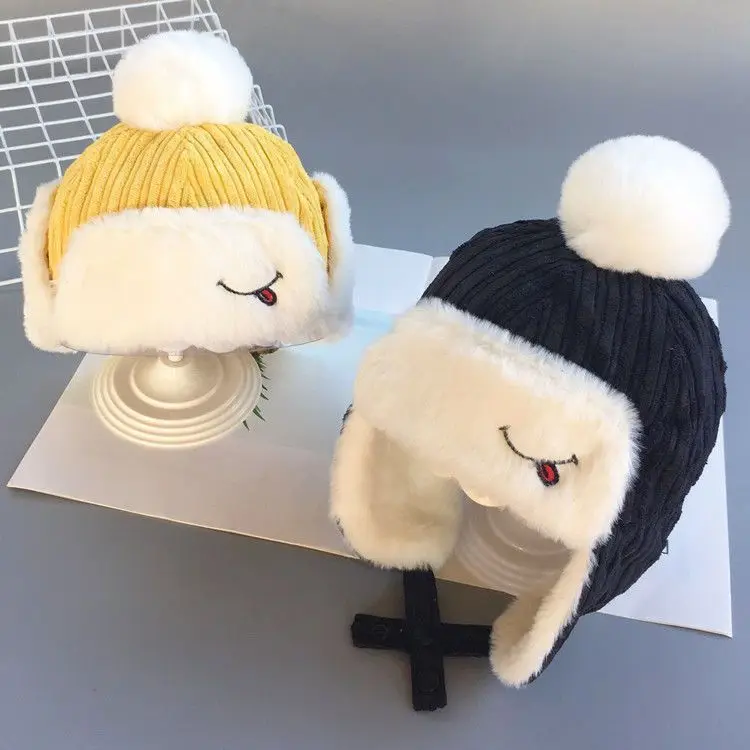 قبعات أطفال شتوية دافئة وسميكة، قبعات Lei Feng، قبعات أطفال شتوية عصرية وصوفية لحماية الأذن