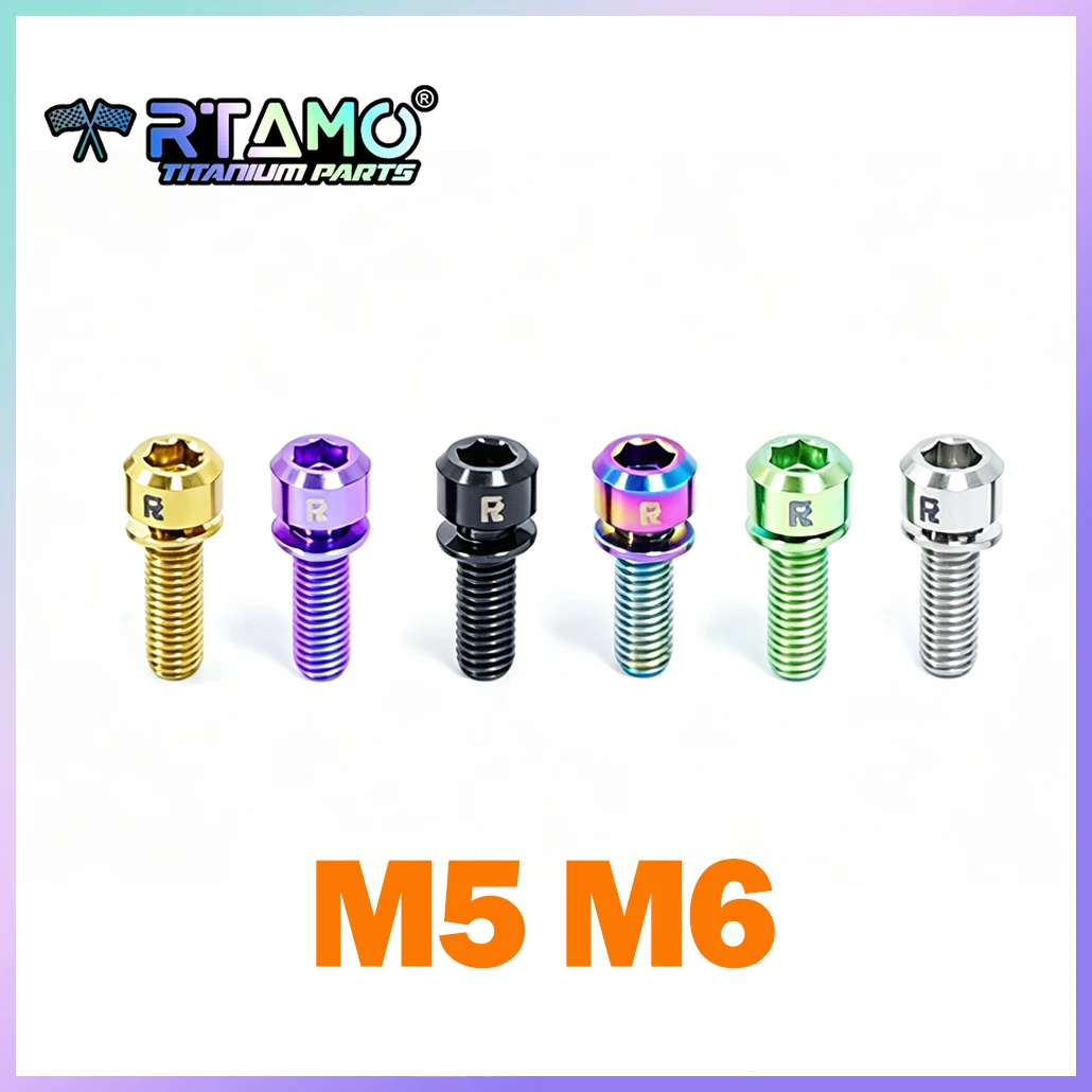 RTAMO Titanium Bolt M5/M6X16/18/20 Screw with Washer for Bicycle Stem Hnadlebar