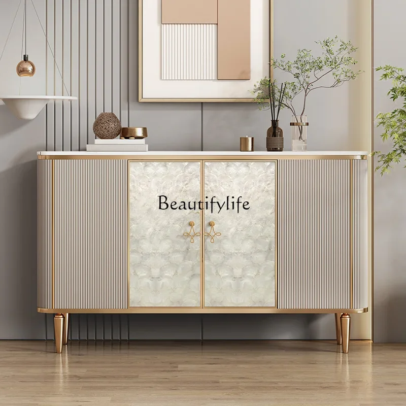 Entry entrance Modern light luxury shell decorative cabinet Solid wood screen partition rock slab dining side cabinet