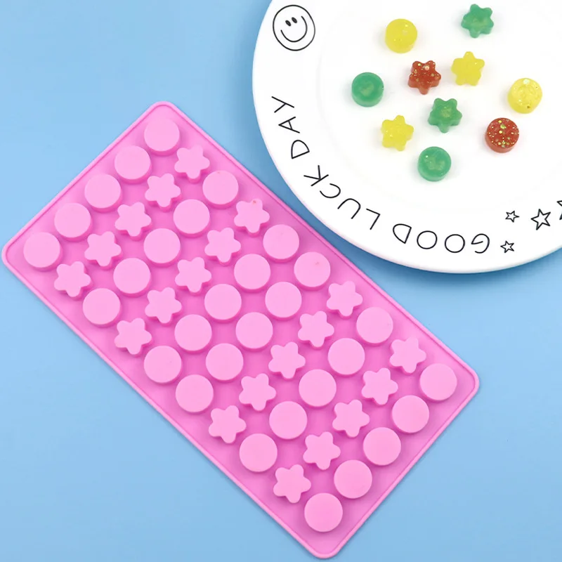 Silicone 50 Round Five-pointed Star Chocolate Insert Candle Fondant Glue Cookie Mold Jelly Pudding Mould XG1097