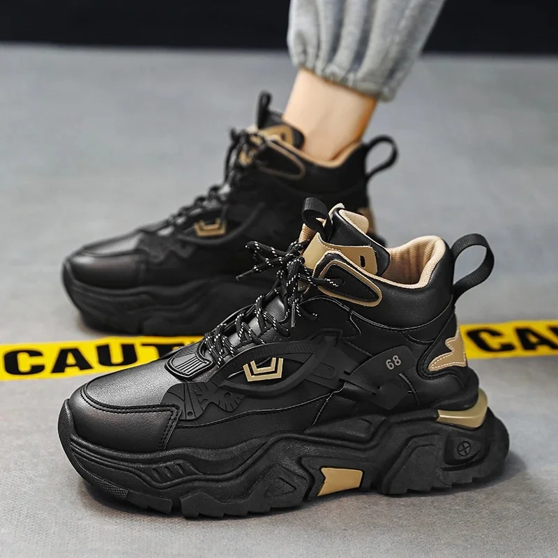 Men's High Top Dad Shoes with Thick Sole And Hidden Height 12cm Increase 10 Casual Sports Shoes for Adults Summer Synthetic