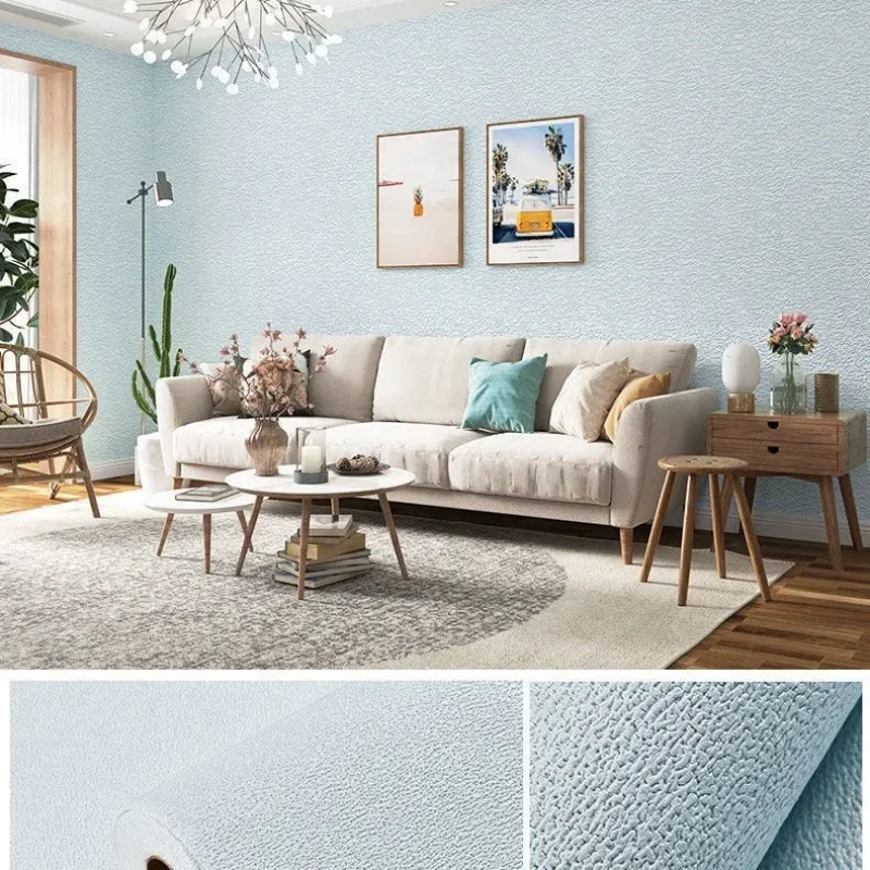 50cmX2.8/10m Linnen 3D Schuim zelfklevende Effen Kleur Verdikte Waterdichte Achtergrond Muur Renovatie behang Muurstickers