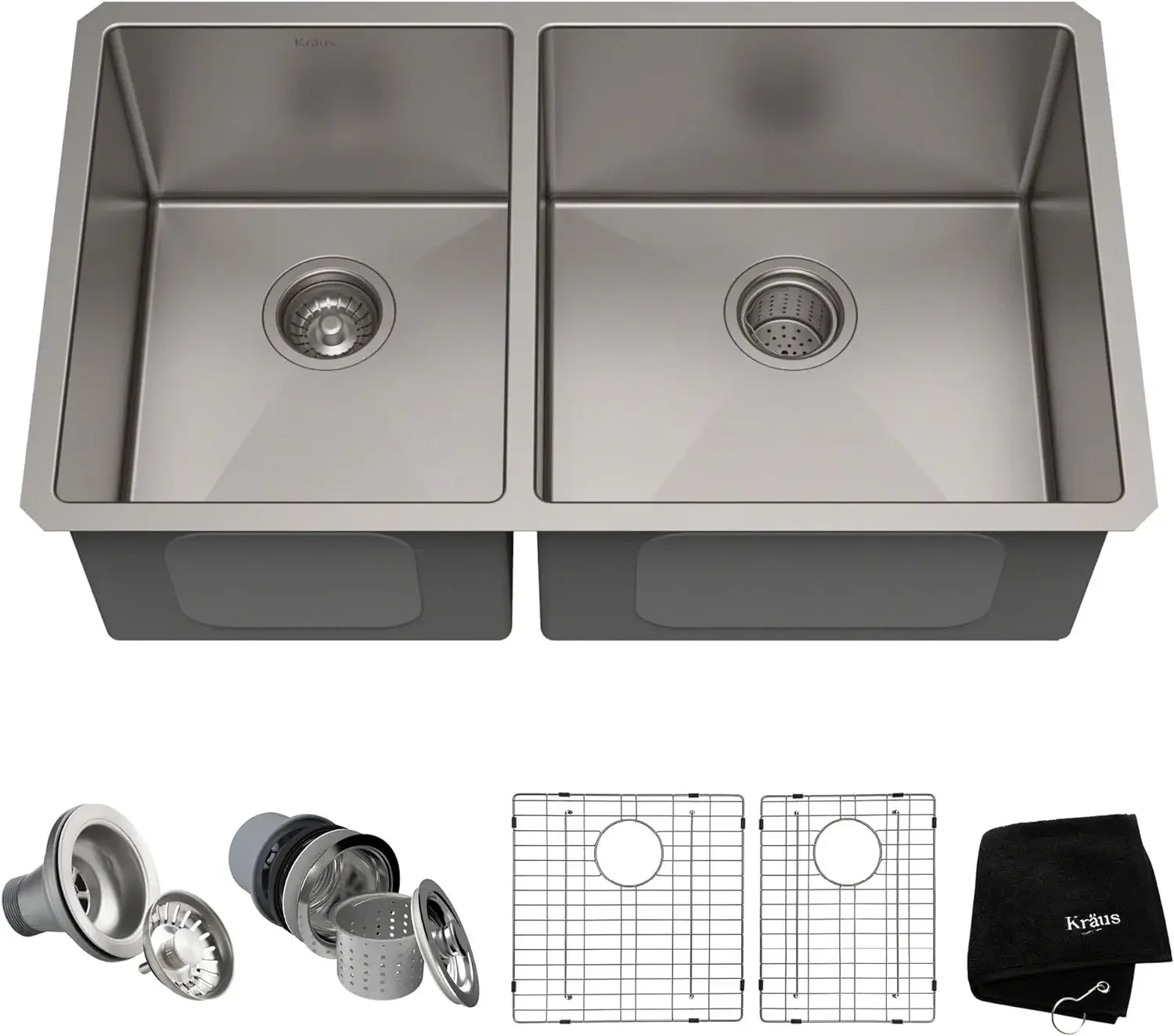 Standart PRO 33-inch 16 Gauge Undermount 60/40 Double Bowl Stainless Steel Kitchen Sink,