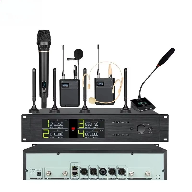 

UWH-D4 4 Channel Professional Wireless Microphone System Suitable for Stage Performance