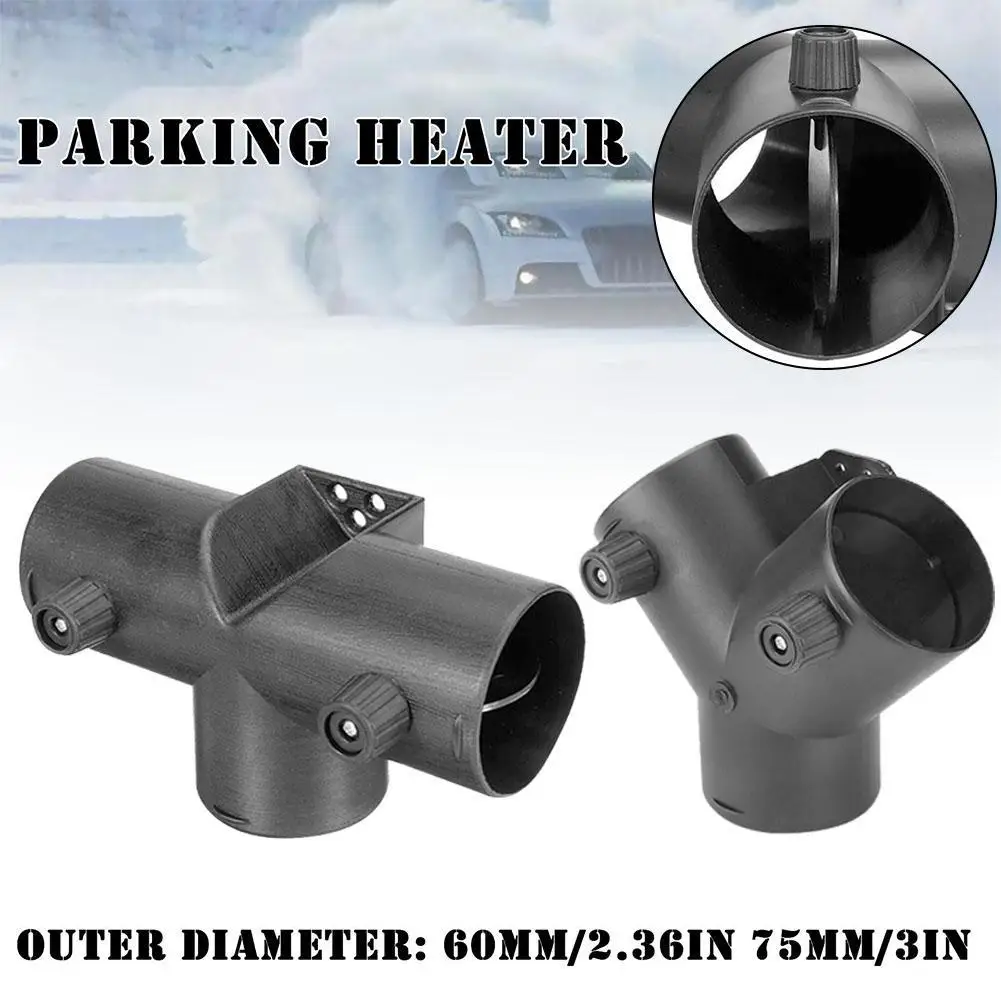 60mm/75mm Y T Car Heater Air Vent Ducting Piece Exhaust Connector Dual Closable Open Regulation For Webasto Parking Heate