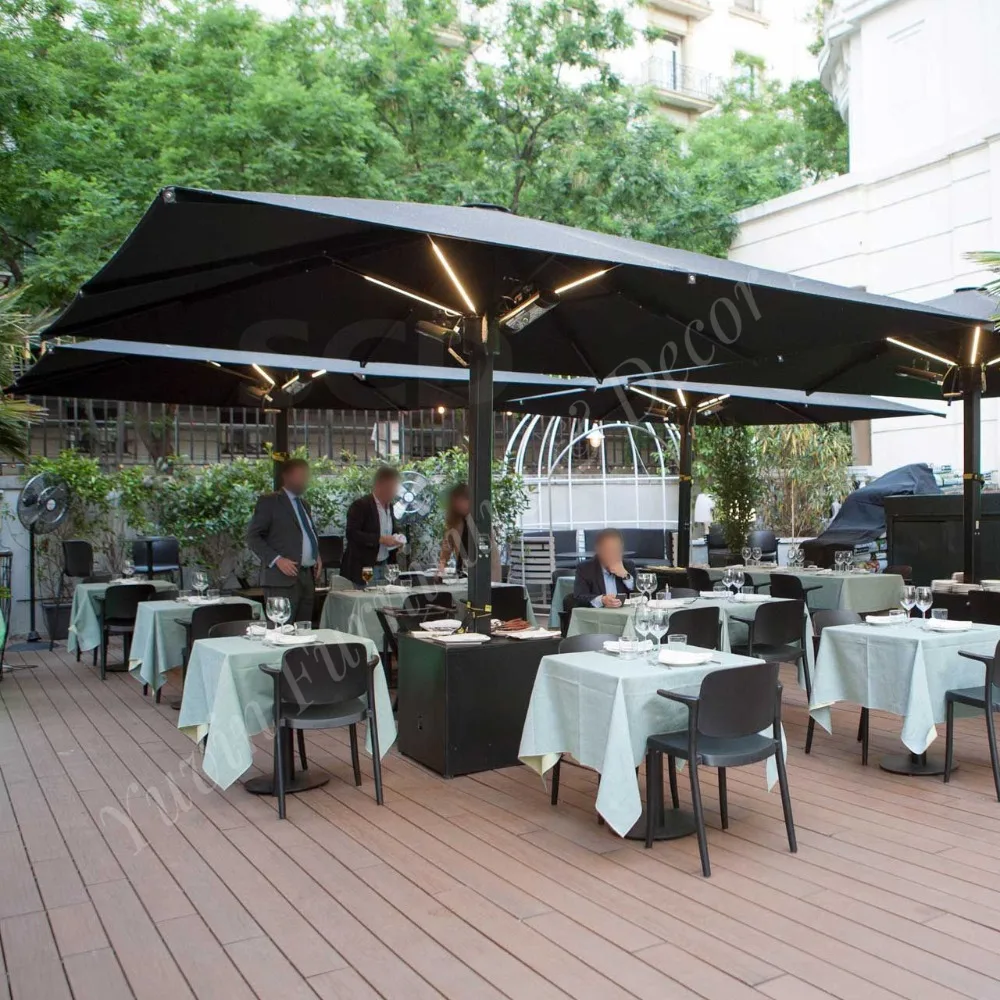 Large Size 3M Radii Steel Base Outdoor Patio Pool Restaurant Umbrellas