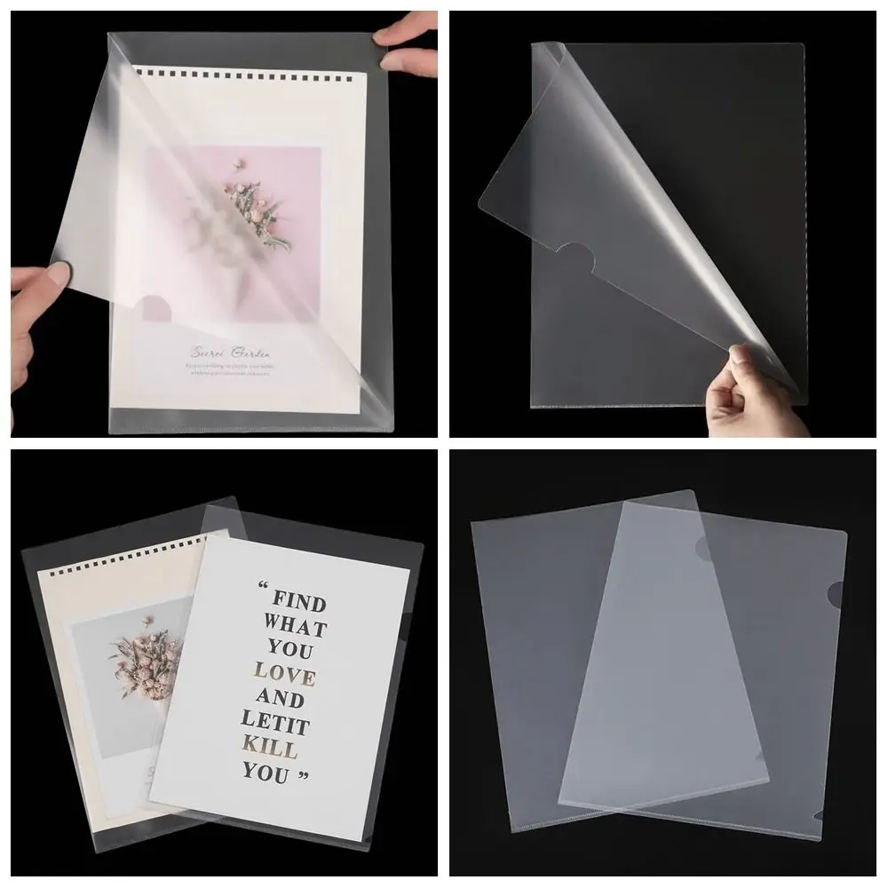 

1/5PCS L Shape A4 File Folder Transparent File Classify Paper Protectors Two Page Folder Organizer Tool Storage Pockets