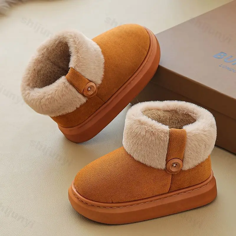 

Children's Snow Boots 2025 Winter New Fashion Girls' Plush Thicken Warm Shoes Comfortable Lightweight Non Slip Boys Cotton Shoes