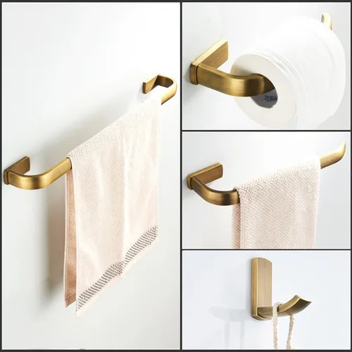Imagen 2 del producto Nuevo conjunto de accesorios de baño, portarrollos de papel higiénico cepillado de latón antiguo, toallero de baño, anillo, gancho para bata montado en la pared