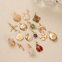 1PC stainless steel plated 18K gold pendant, inlaid with synthetic zircon, DIY bracelet necklace accessories