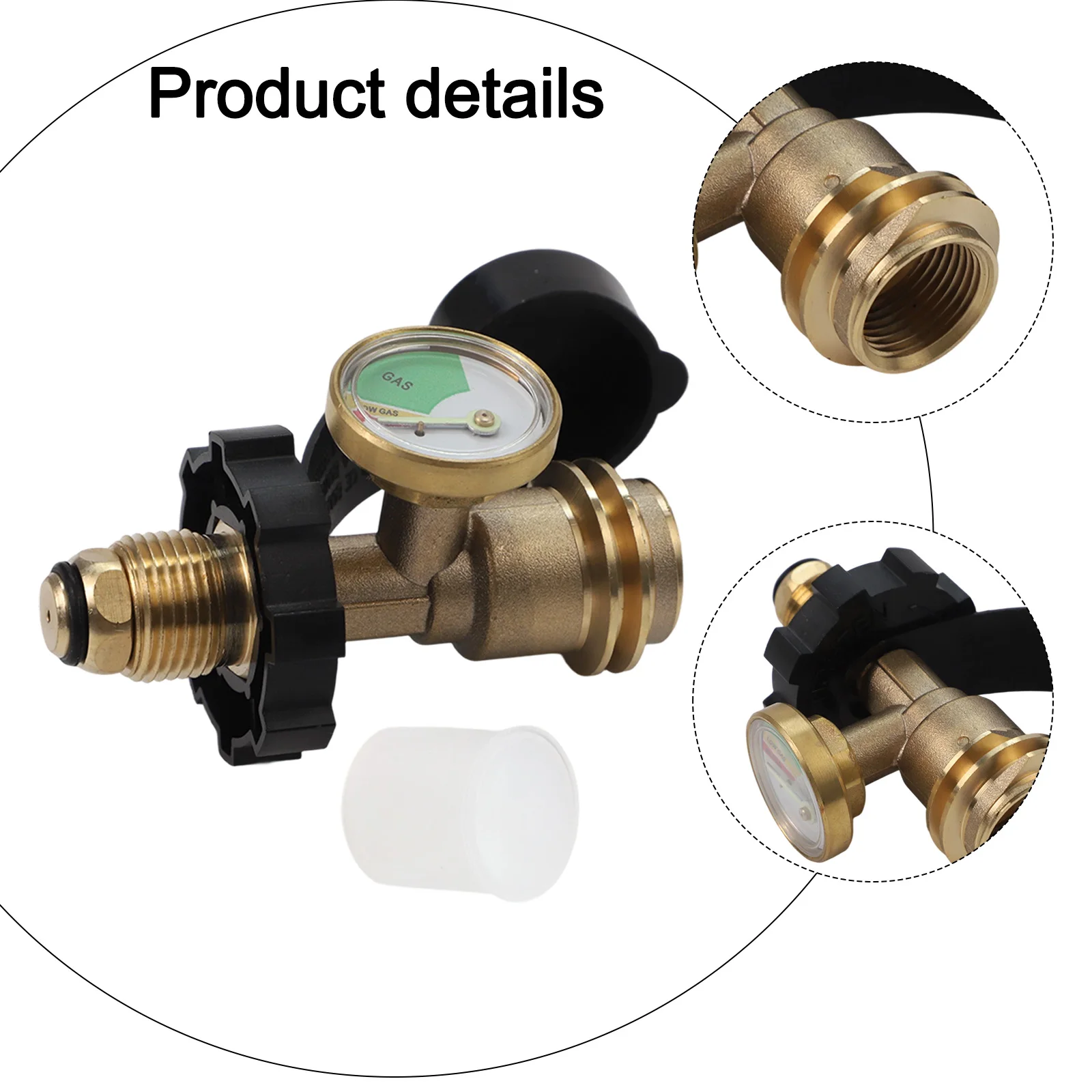

For Camping Stoves Pressure Gauge Gas Tank Connector Cooking Experiences 95*50mm 3.74*1.96in Brass Construction