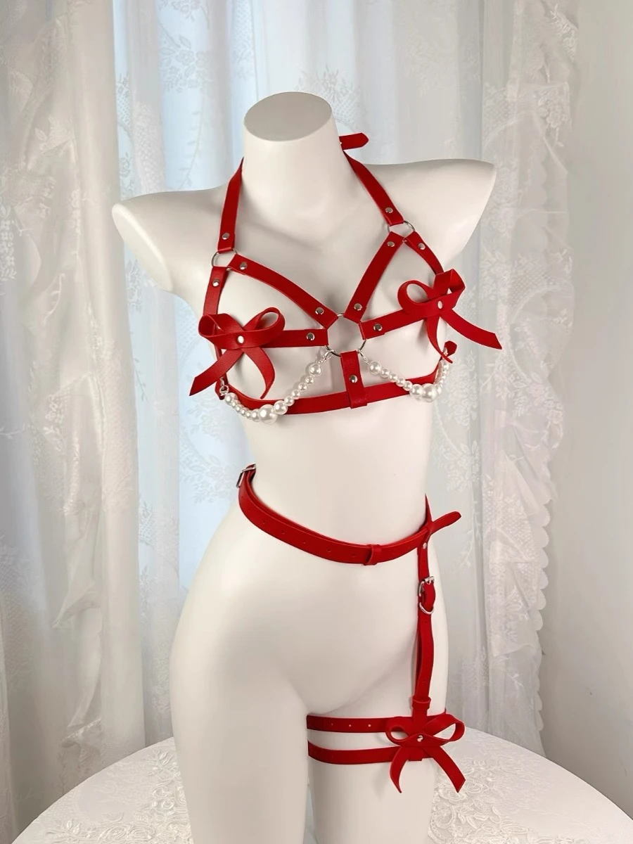 2025 جديد الأصلي القوس فتاة مثير اكسسوارات جلدية مشد تأثيري بدلة الحفلات مثير زي المرأة