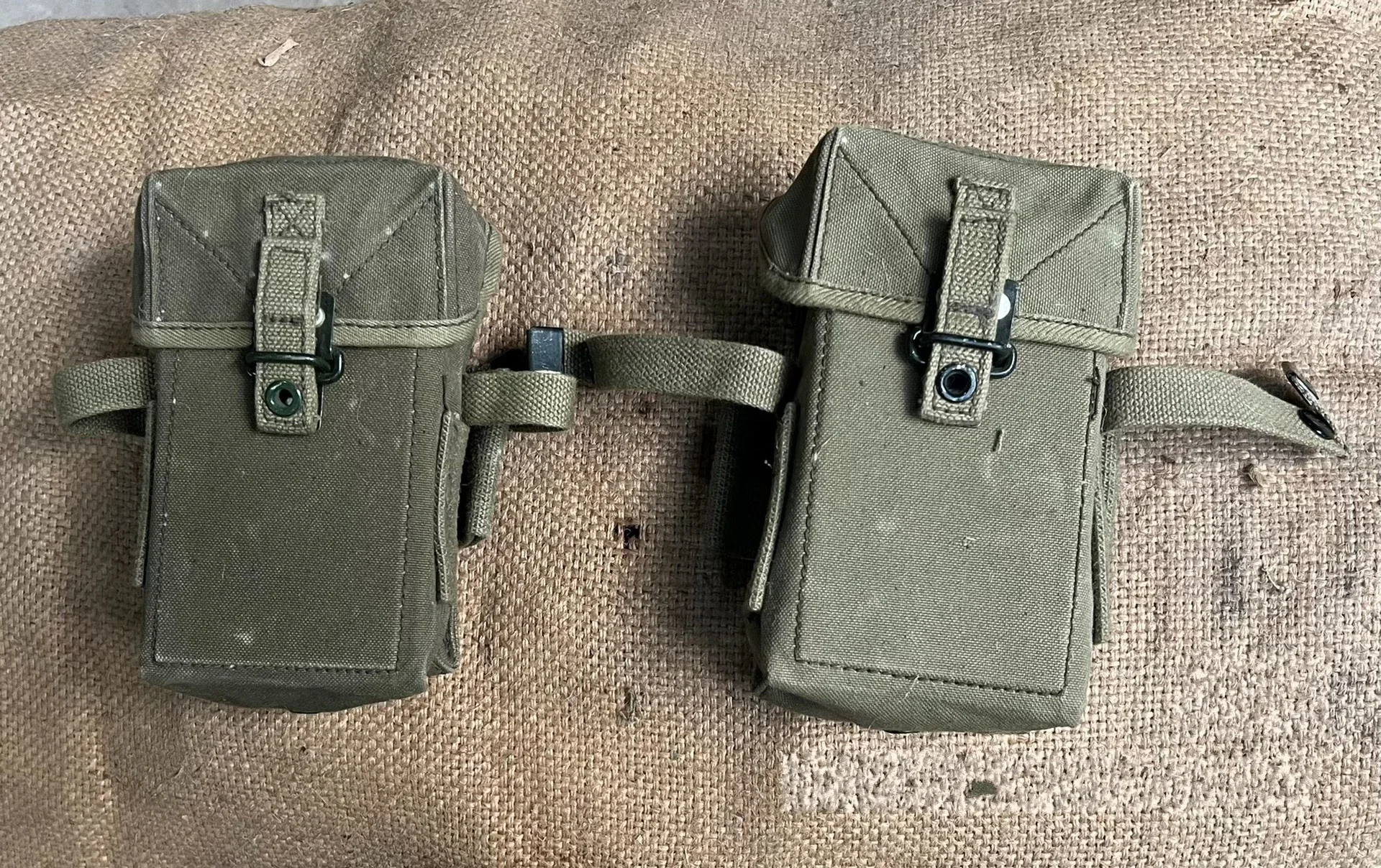 2024 زوج من فجأة ندوب حقيقية قابلة للجمع سنة حرب فيتنام WW2 الجيش الأمريكي قماش حزام الذخيرة الحقيبة 2 قطعة