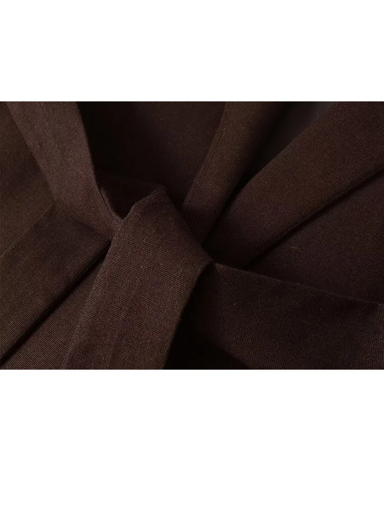 HH النساء 2025 موضة جديدة متعددة الاستخدامات طاقم الرقبة الصلبة مربوط السترة معطف الإناث شيك أنيق مكتب سليم كم طويل سترة Mujer #6