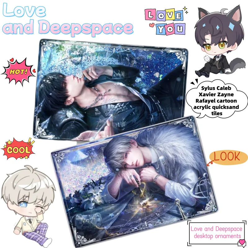 Love and Deepspace Sylus Caleb Xavier Zayne Rafayel Cartoon Acryl Treibsand Brick Kreative Spiel-Peripherie Desktop-Ornamente