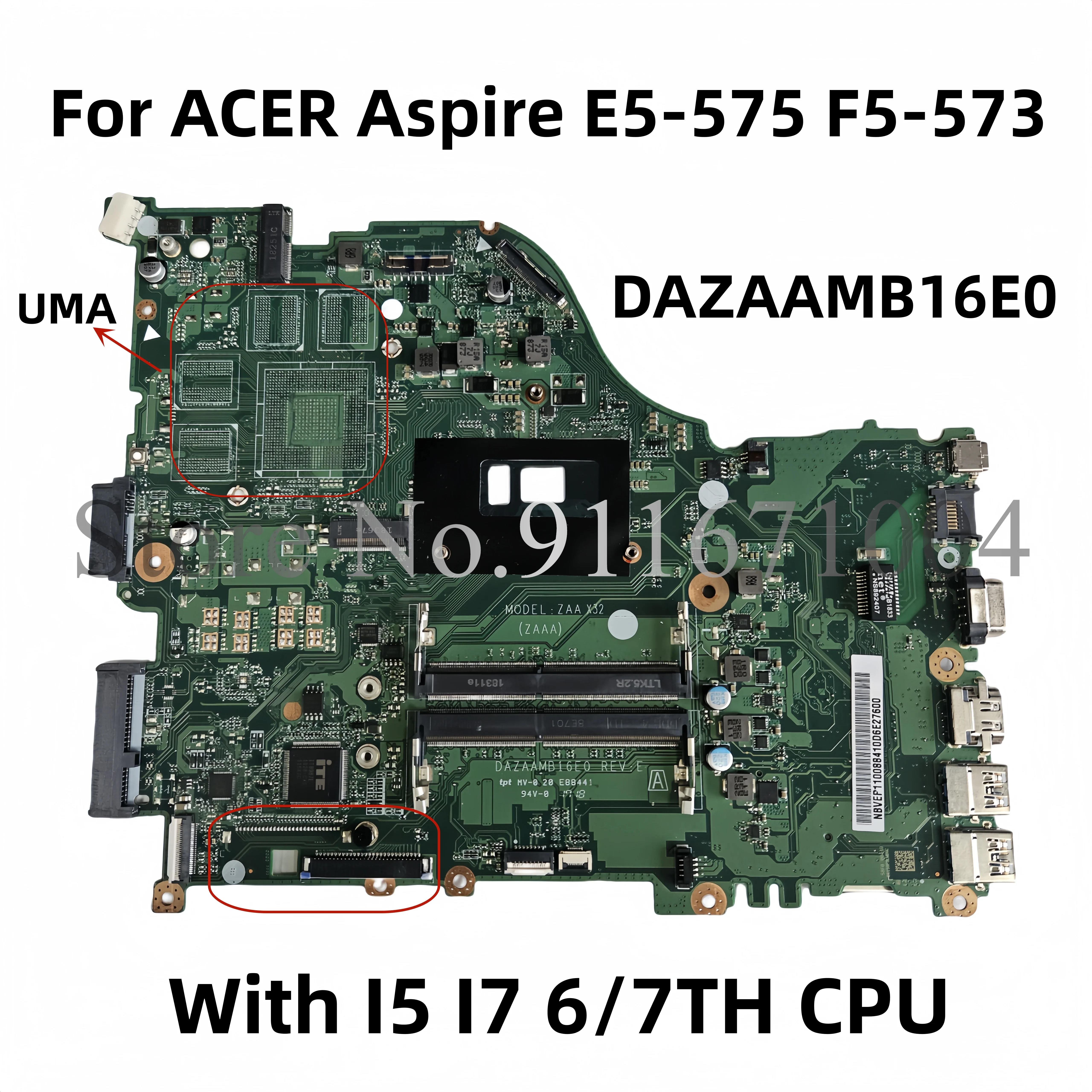 DAZAAMB16E0 REV:E Mainboard para Acer Aspire, E5-575, E5-575G, F5-573, F5-573G, Laptop Motherboard com I5, I7, 6, 7TH CPU, 100% Testado OK