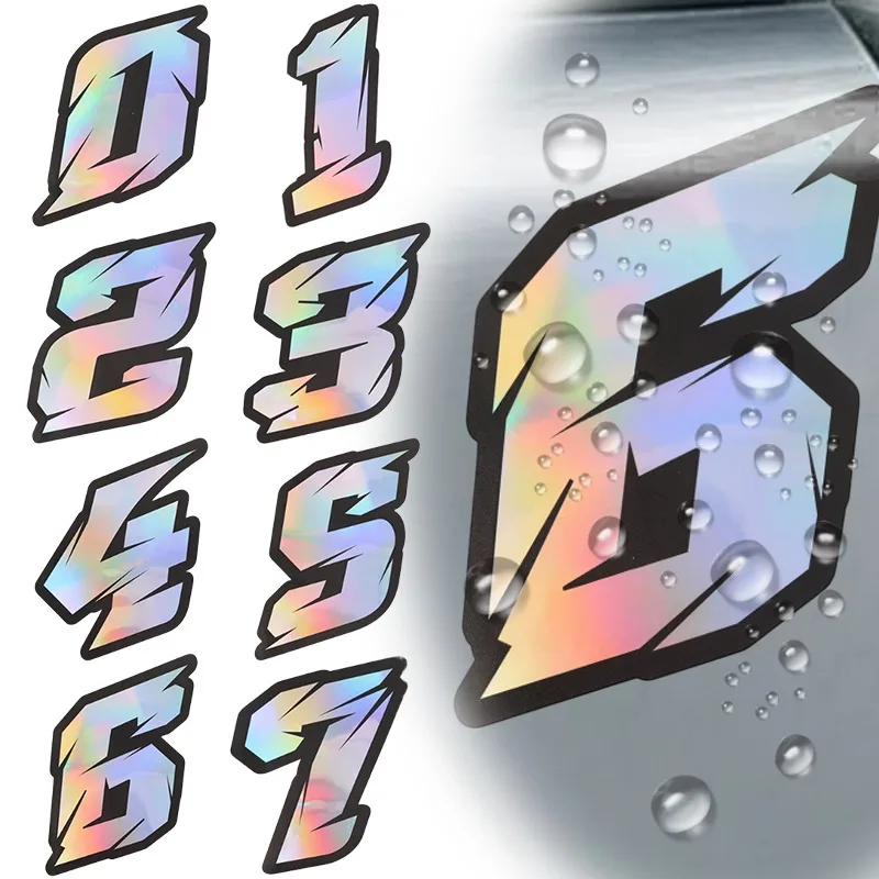 

Laser Number Motorcycle Sticker Arabic Numerals Vinyl Sticker for Helmet Scooter Fuel Tank Front Fairing Sticker Accessories