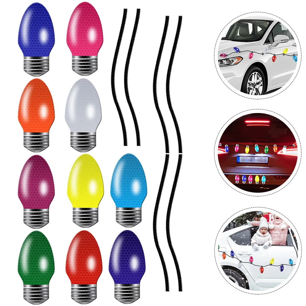 

1 set 3D Reflective Light Bulb Magnets Christmas Decorations For Car Garage Door Refrigerator Magnetic Stickers Auto Accessories