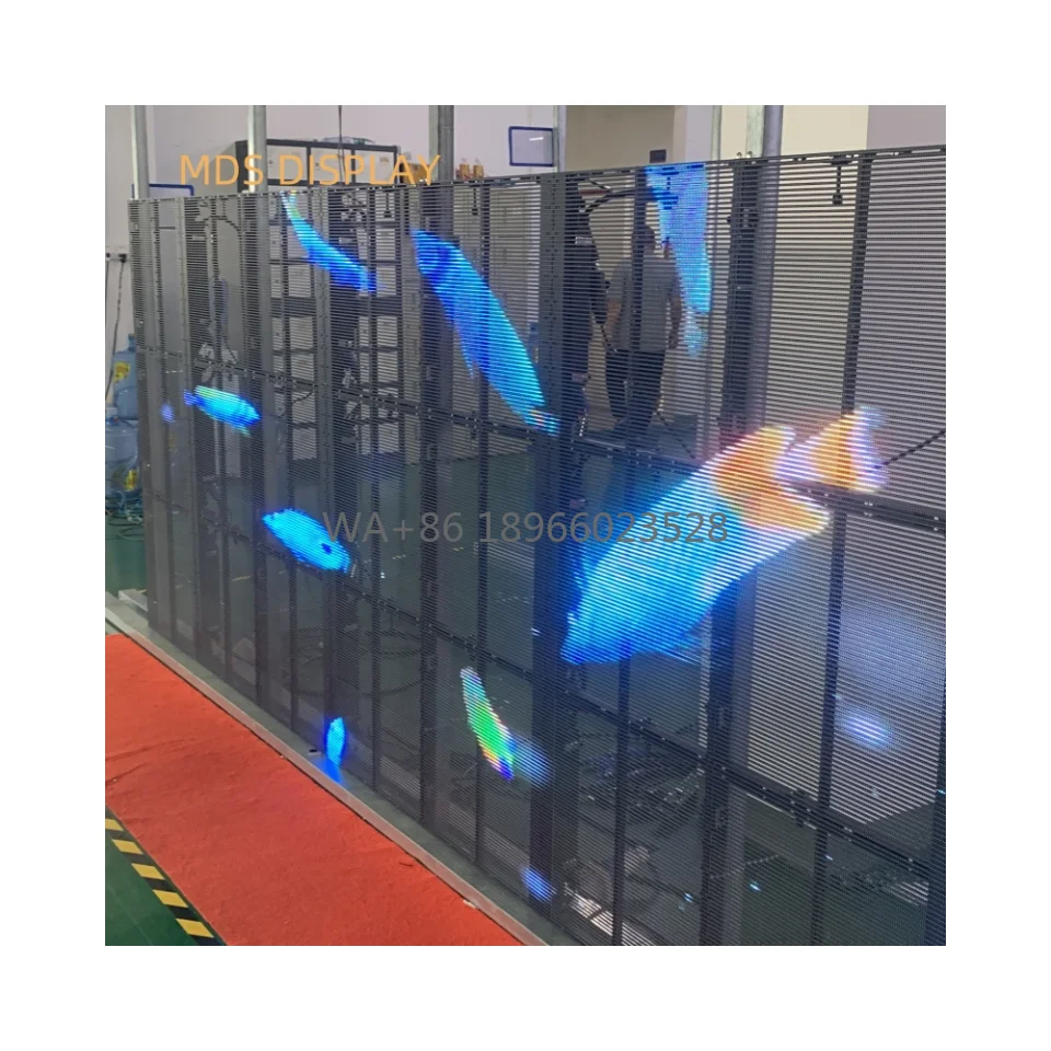 MDS P2.8 P3.91 Transparent LED Indoor Outdoor Customized Advertising Video Waterproof High Resolution  Panel Display Screen