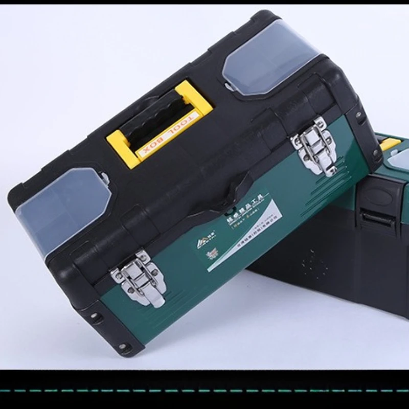 صندوق أدوات معدني عالي التحمل قابل للقفل أداة محمولة لتخزين الصدر منظم صينية قابلة للإزالة ورشة عمل المرآب ميكانيكا صندوق أدوات ذاتي الصنع