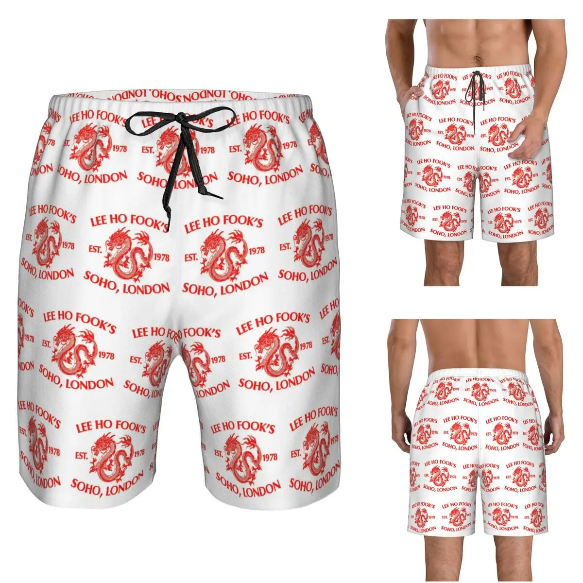 Lee Ho Fook's Trunks Beach Board Shorts Casual Quick Dry Swim Summer Men Pants