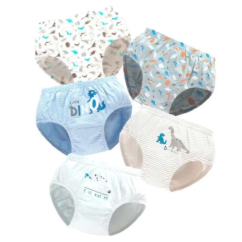 Kids Triangle Underwear Cotton Dinosaur Pattern Boys Briefs 5/10 Pieces Set High-Quality Breathable Soft Children's Underpants