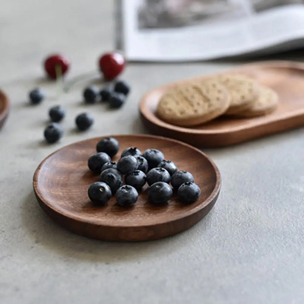 Japanese Wooden Snack Tray Kitchen Plate Fruit Dish Plate Sandwich Bread Tray Food Tea Trays Serving Tray Coaster Coffee Cup Mat