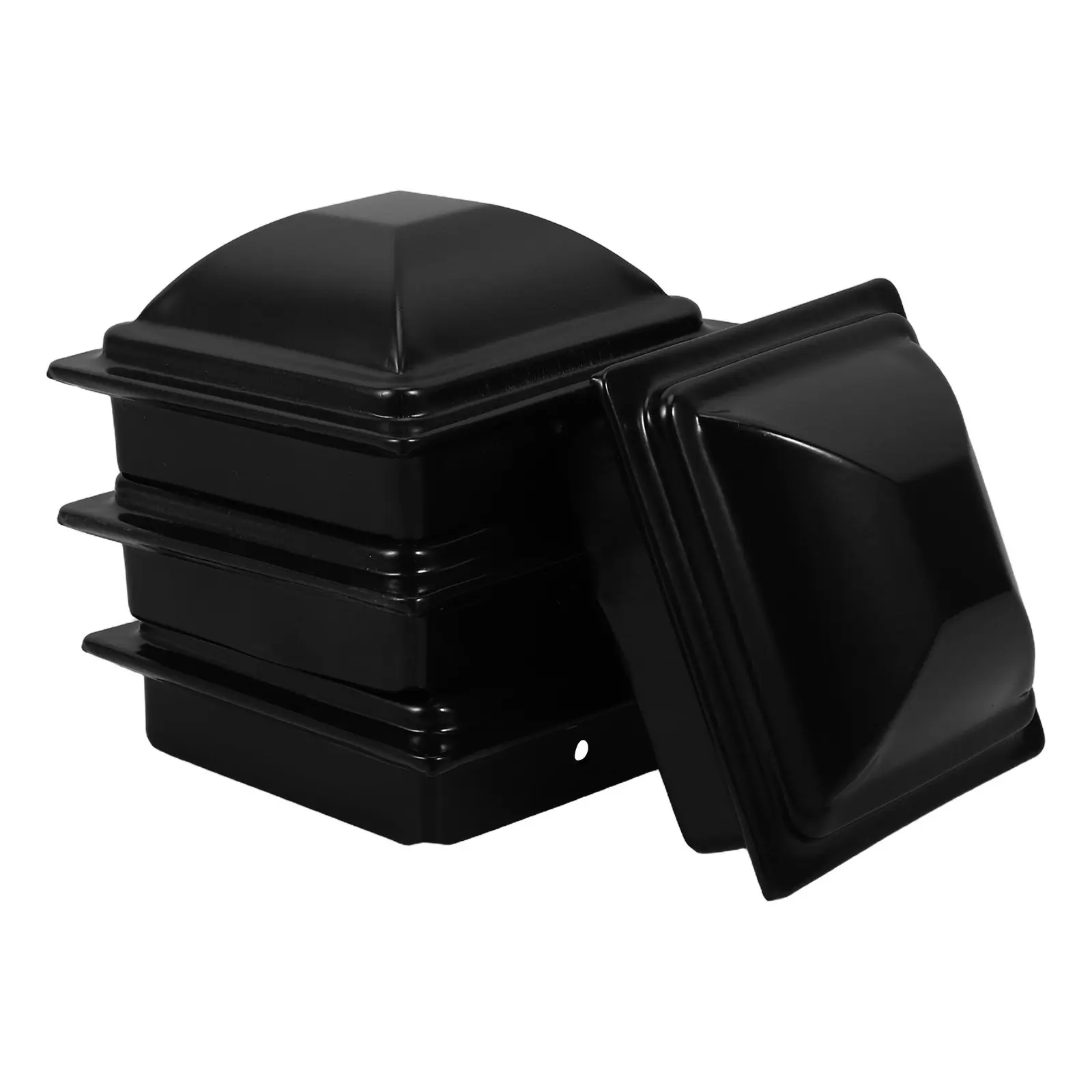 4Pcs Decorative Post Caps Black Pyramid Style for 3.1x3.1 Wood Aluminum Mailbox Posts Weatherproof Iron Fence Railing Guardrail