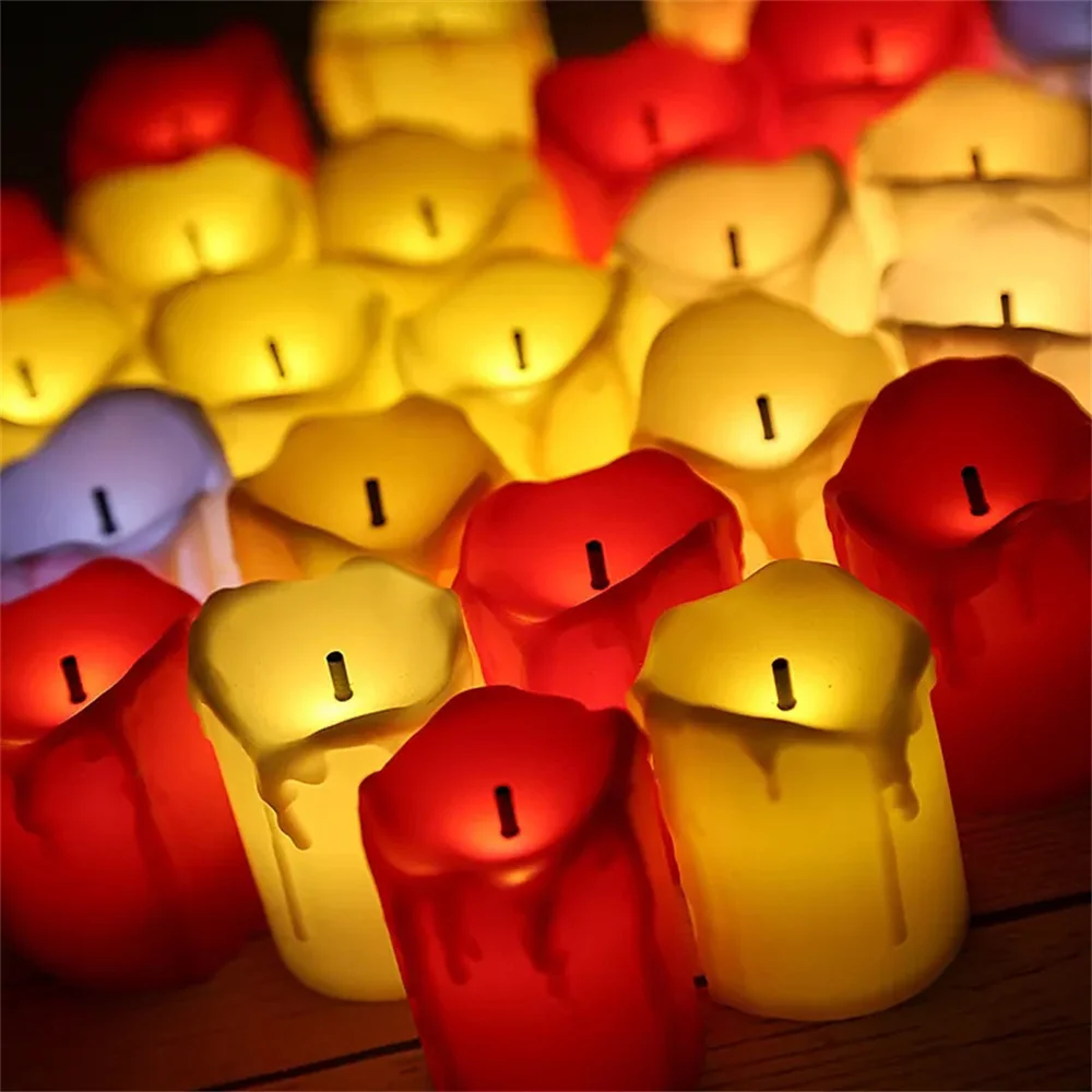 12/24Pcs LED Candle Light Set Flameless LED Candle Tea Light Warm White Flameless Candle For Halloween Christmas Decoration Gift